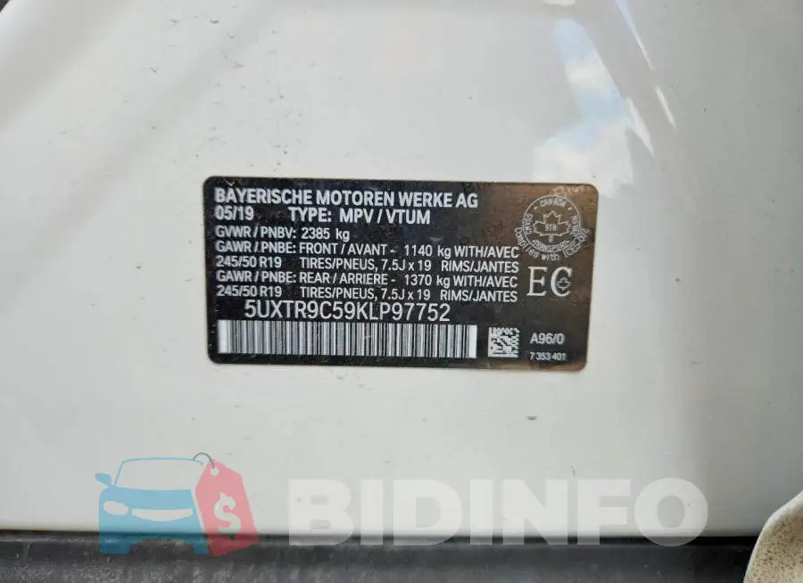 5UXTR9C59KLP97752 Photo# 13