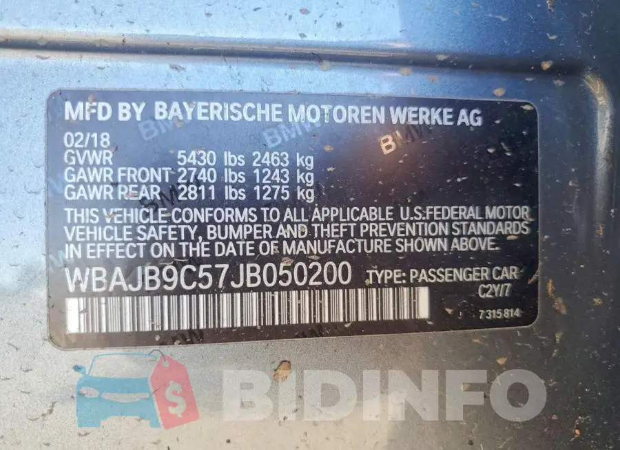 WBAJB9C57JB050200 Photo# 12