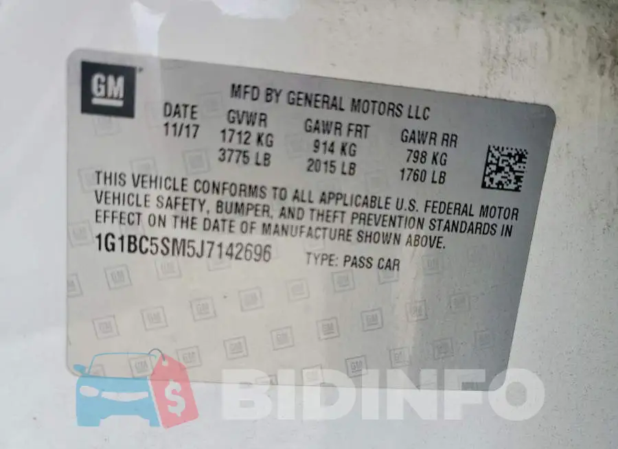 1G1BC5SM5J7142696 Photo# 12