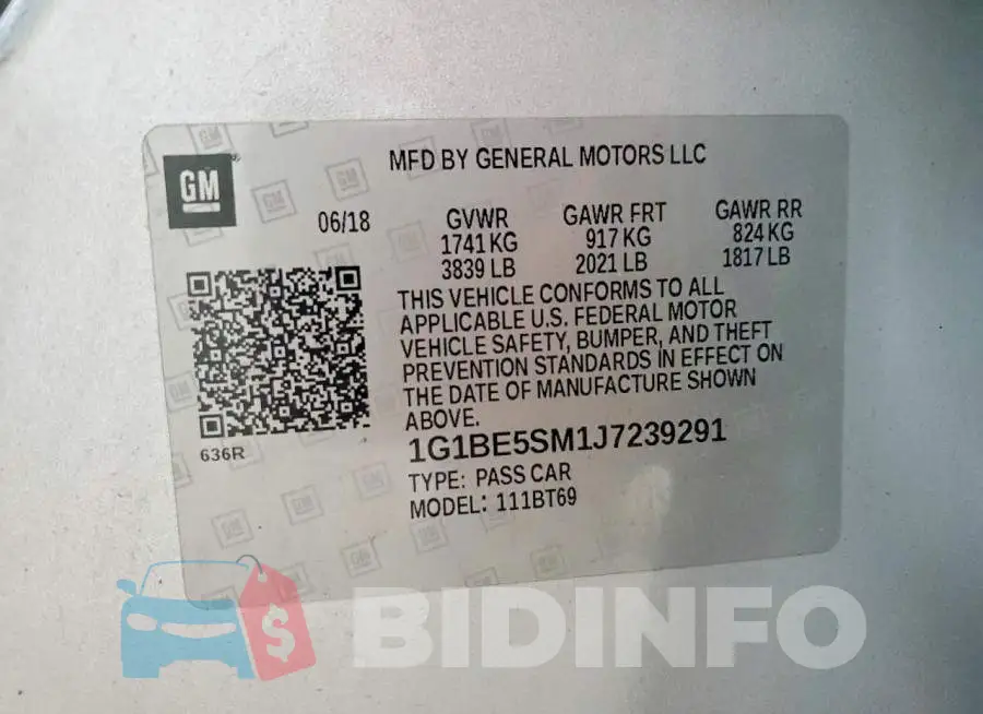 1G1BE5SM1J7239291 Photo# 12