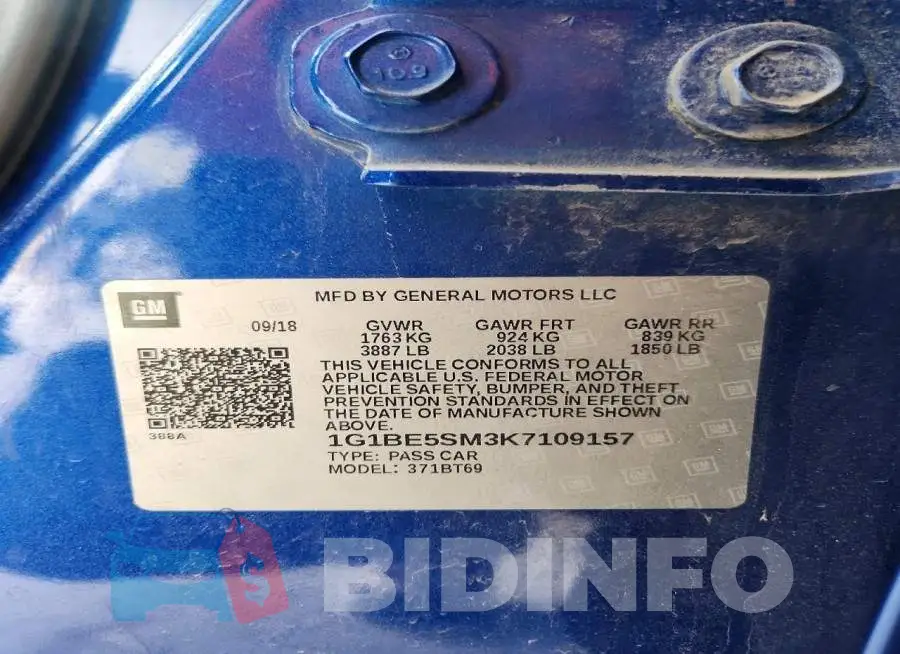 1G1BE5SM3K7109157 Photo# 12