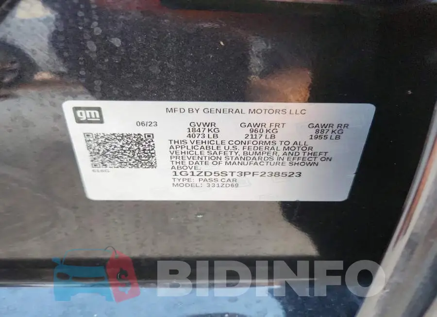 1G1ZD5ST3PF238523 Photo# 12