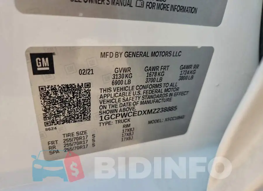 1GCPWCEDXMZ238885 Photo# 12