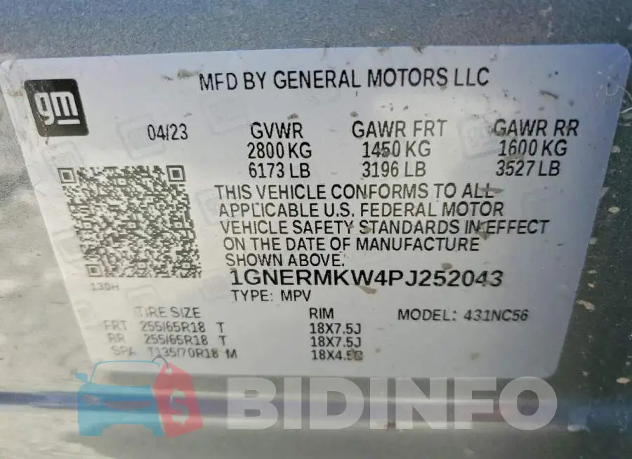 1GNERMKW4PJ252043 Photo# 13