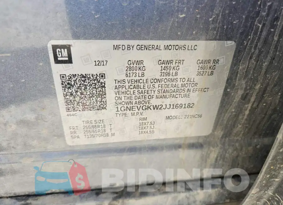 1GNEVGKW2JJ169182 Photo# 13
