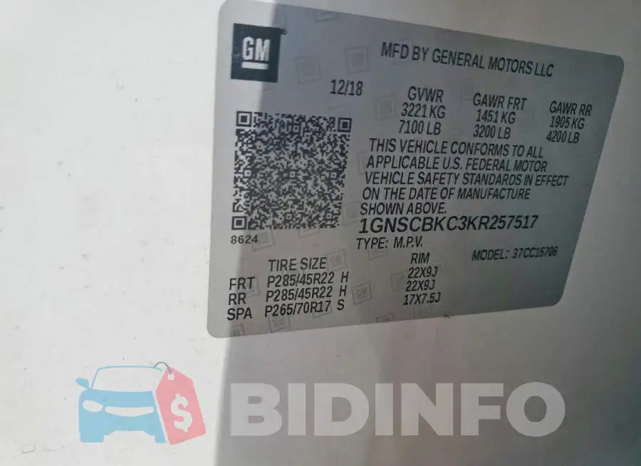 1GNSCBKC3KR257517 Photo# 14