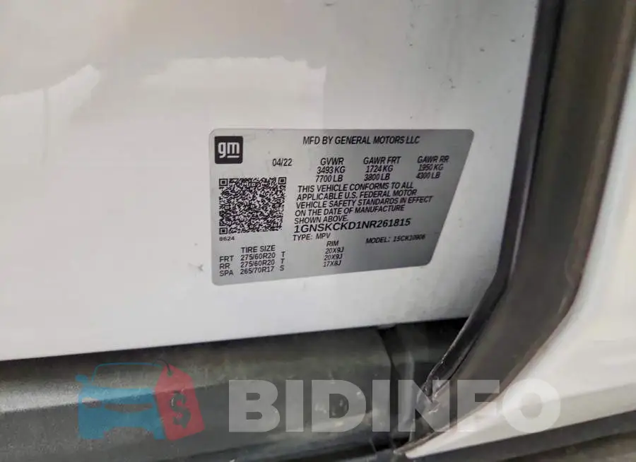 1GNSKCKD1NR261815 Photo# 13
