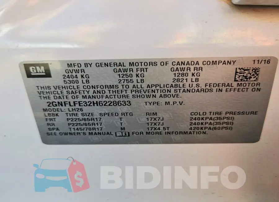 2GNFLFE32H6228633 Photo# 12