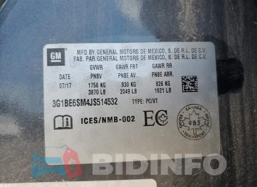 3G1BE6SM4JS514532 Photo# 12