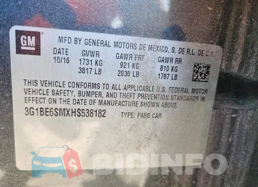 3G1BE6SMXHS538182 Photo# 12