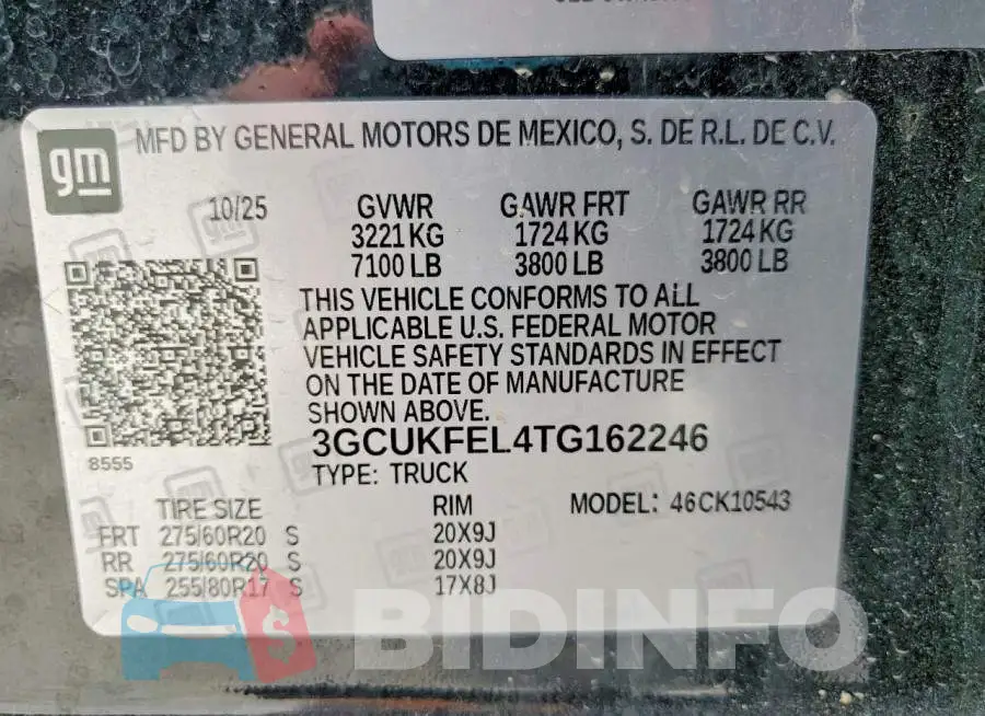 3GCUKFEL4TG162246 Photo# 13