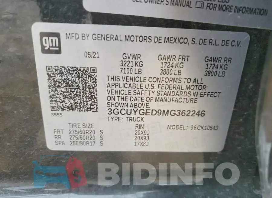 3GCUYGED9MG362246 Photo# 12