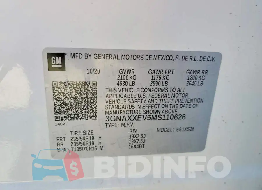 3GNAXXEV5MS110626 Photo# 13