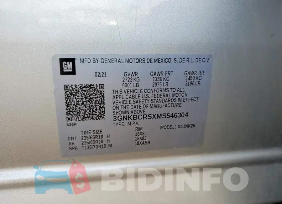3GNKBCRSXMS546304 Photo# 13
