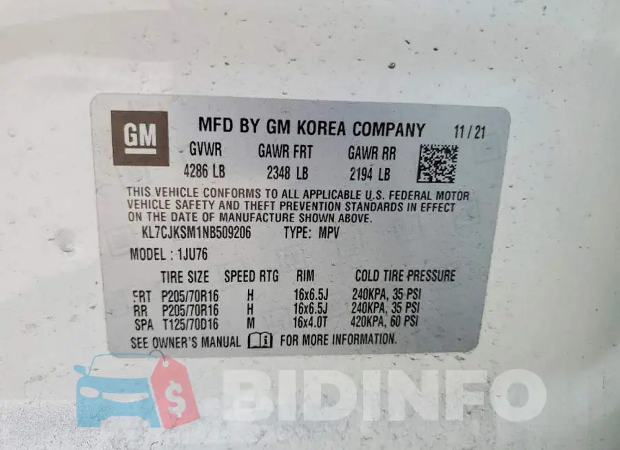KL7CJKSM1NB509206 Photo# 13