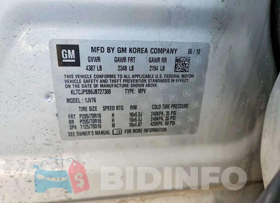 KL7CJPSB6JB727308 Photo# 14
