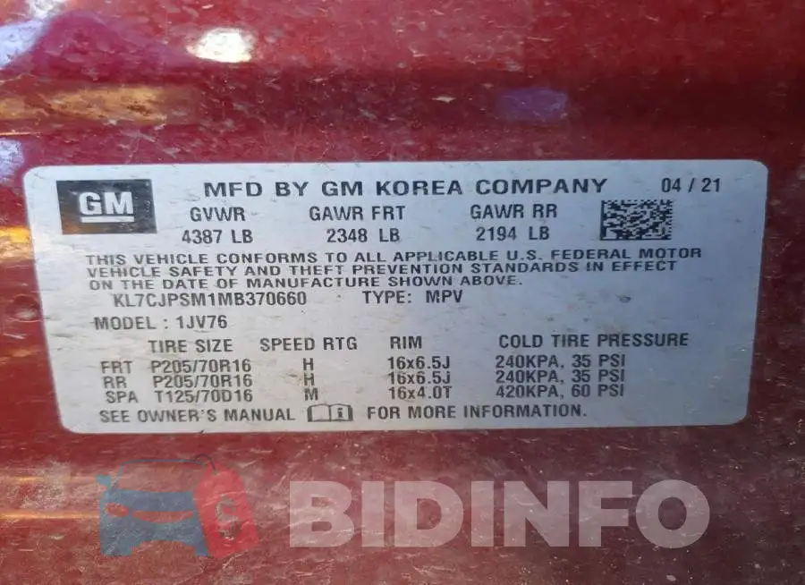 KL7CJPSM1MB370660 Photo# 12