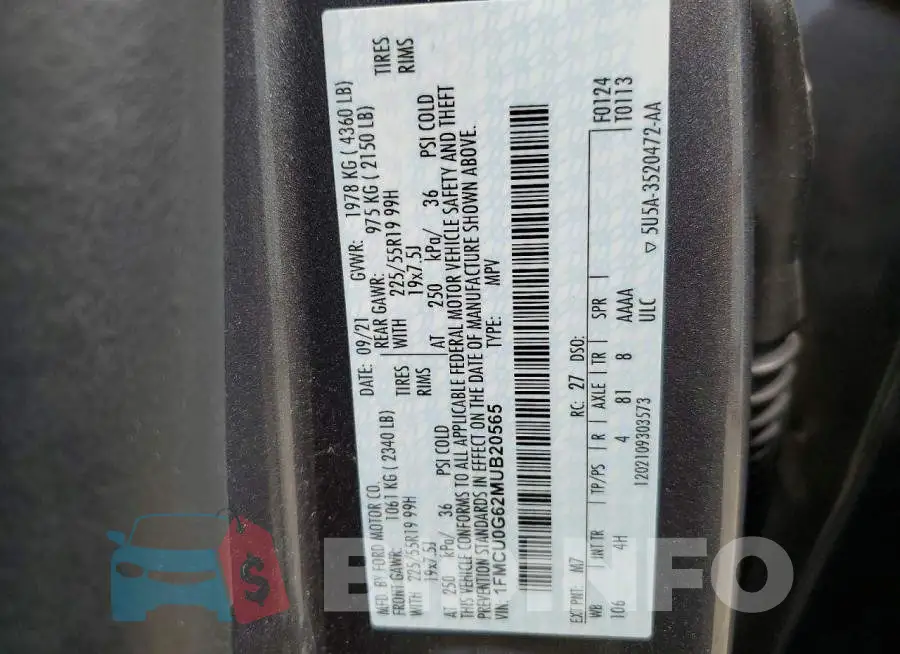 1FMCU0G62MUB20565 Photo# 13