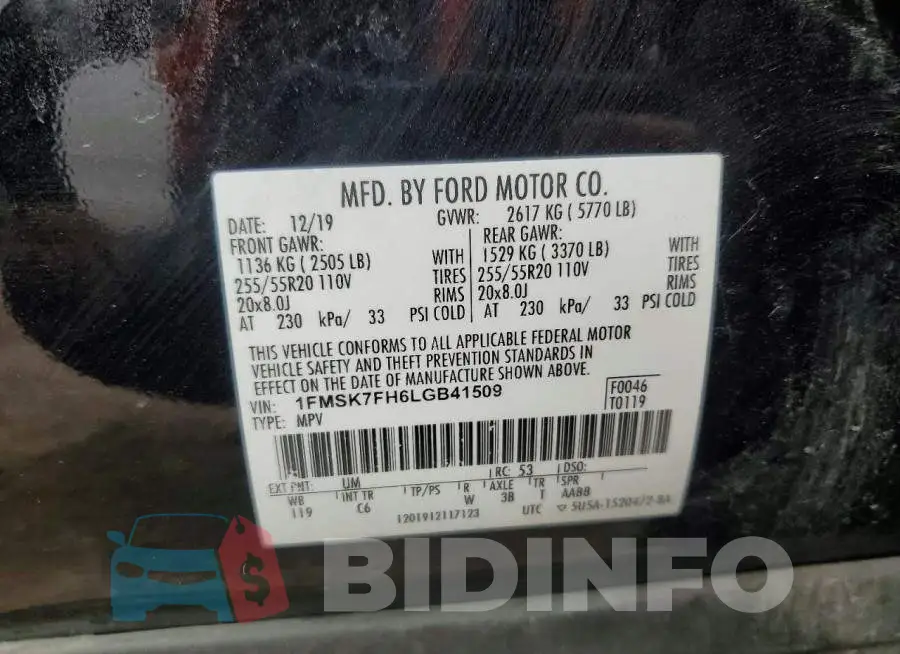 1FMSK7FH6LGB41509 Photo# 13