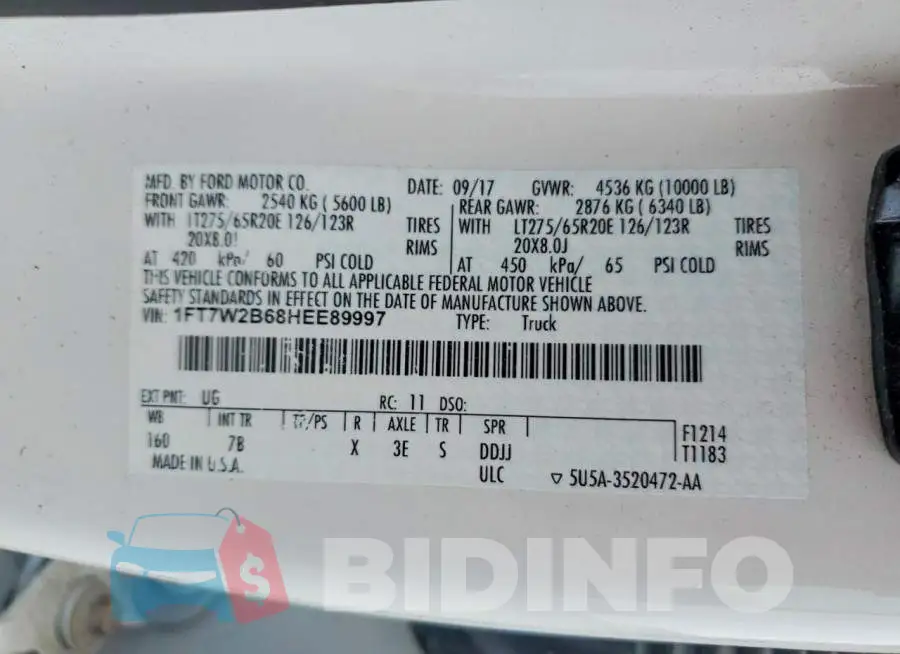 1FT7W2B68HEE89997 Photo# 13