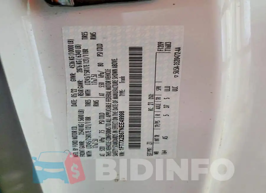 1FT7X2B67NEE49998 Photo# 12