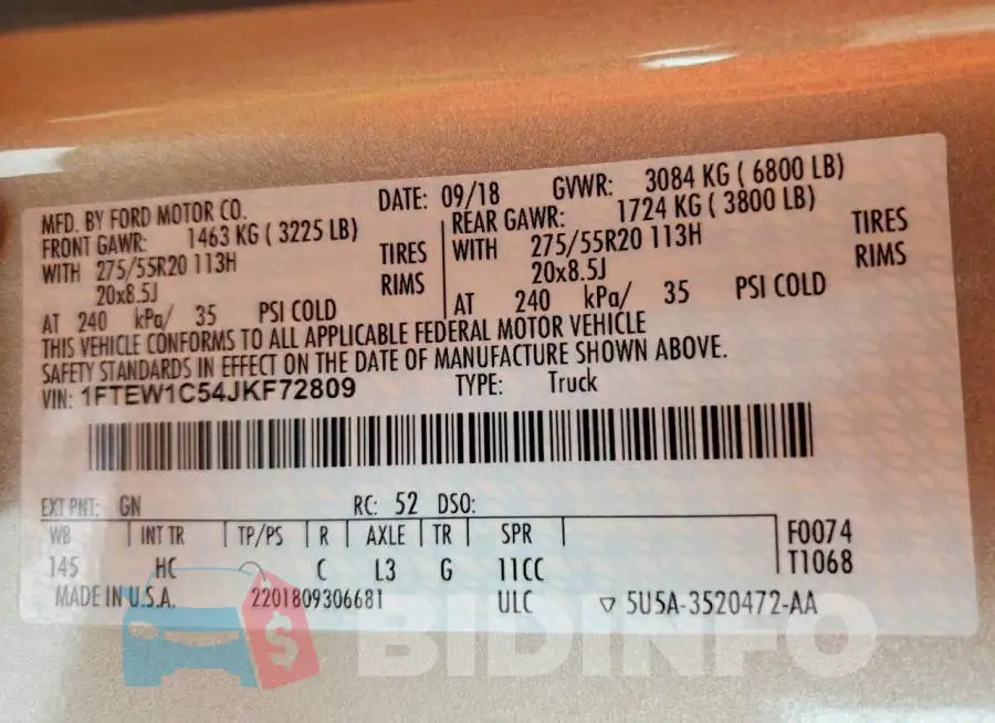 1FTEW1C54JKF72809 Photo# 12