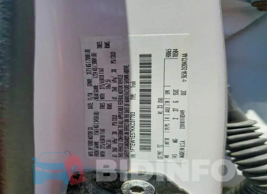 1FTEW1E57KKC07703 Photo# 12