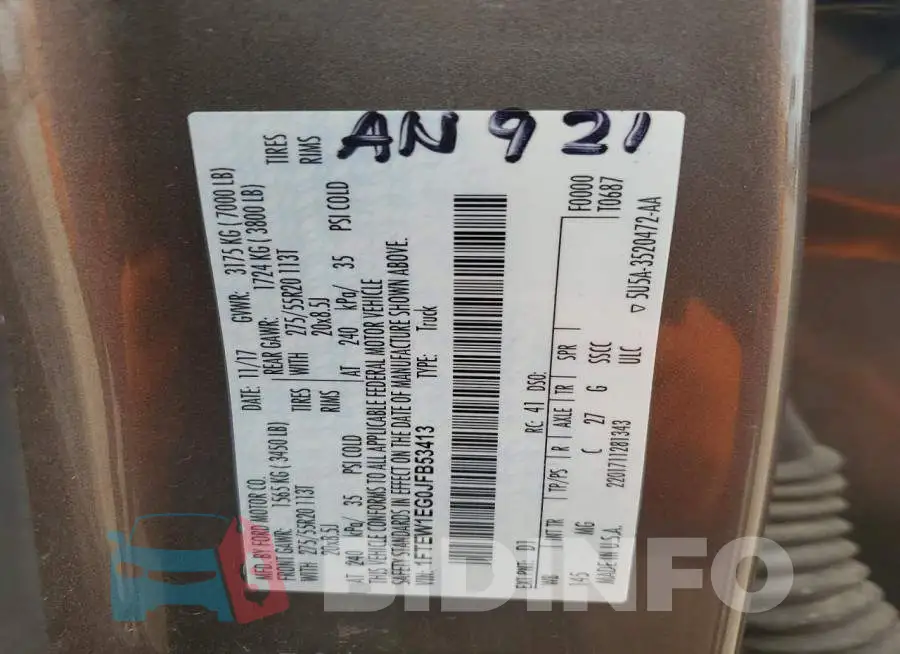 1FTEW1EG0JFB53413 Photo# 12