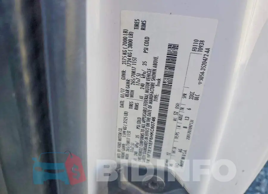 1FTEX1EF6HKC60746 Photo# 12