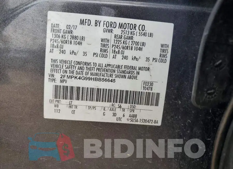 2FMPK4G99HBB56645 Photo# 13