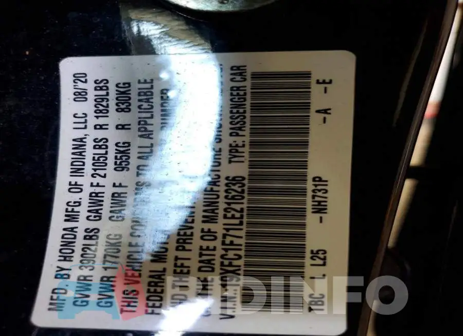 19XFC1F71LE216236 Photo# 13