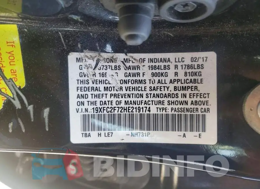 19XFC2F72HE219174 Photo# 12
