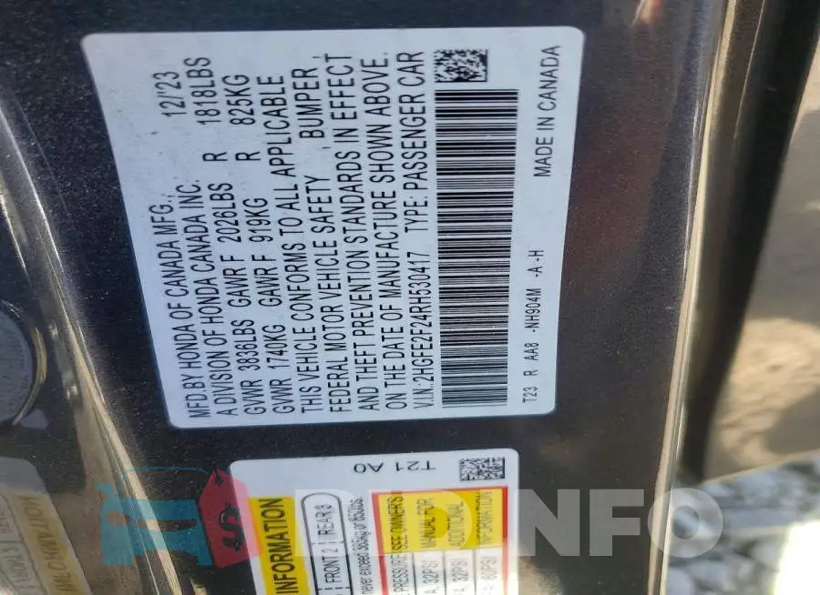 2HGFE2F24RH530417 Photo# 12