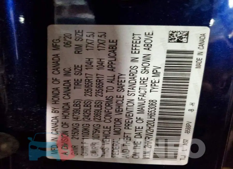 2HKRW2H20LH653068 Photo# 13