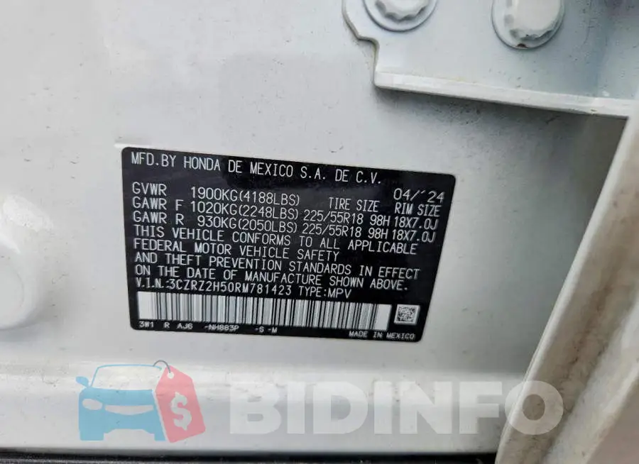 3CZRZ2H50RM781423 Photo# 14