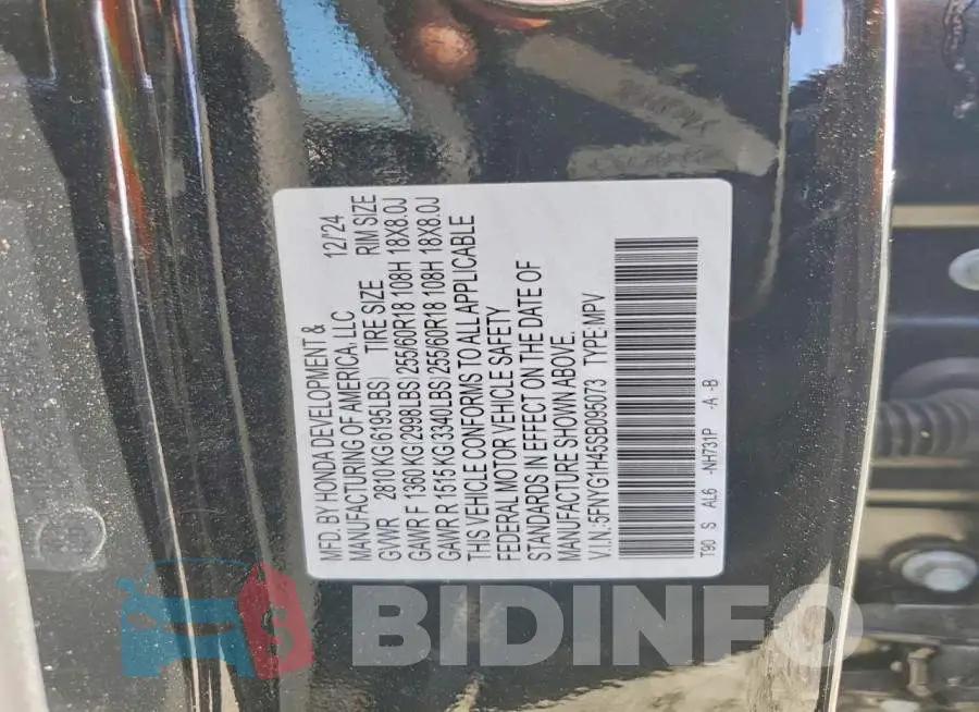 5FNYG1H45SB095073 Photo# 13