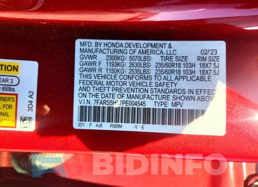 7FARS5H57PE004545 Photo# 12