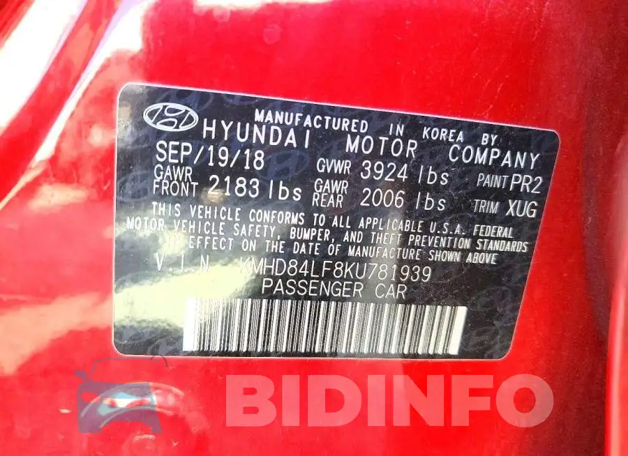 KMHD84LF8KU781939 Photo# 12