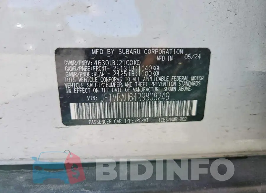 JF1VBAH64R9808249 Photo# 12
