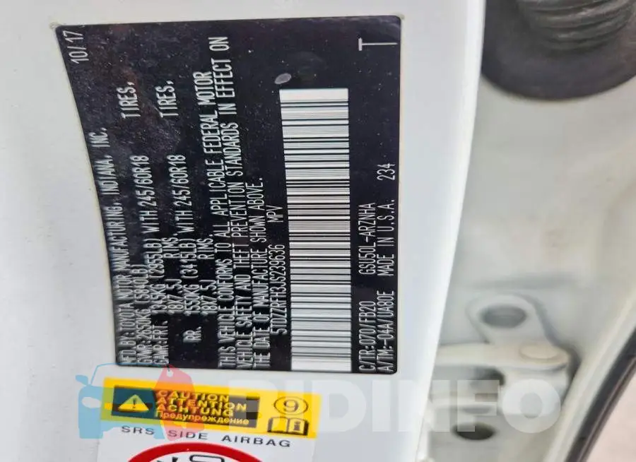5TDZZRFH3JS239636 Photo# 12