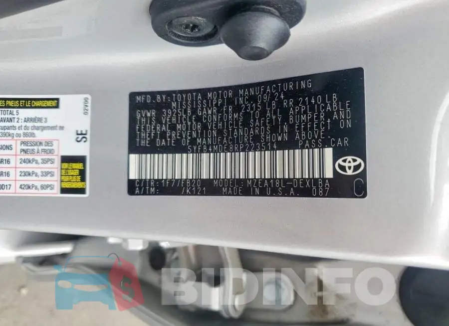 5YFB4MDE8RP223514 Photo# 13