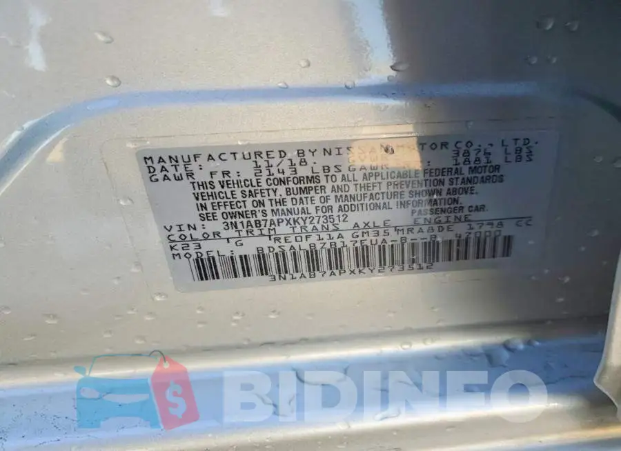 3N1AB7APXKY273512 Photo# 13