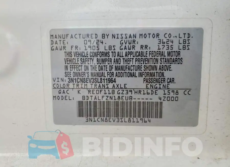 3N1CN8EV3SL811964 Photo# 12
