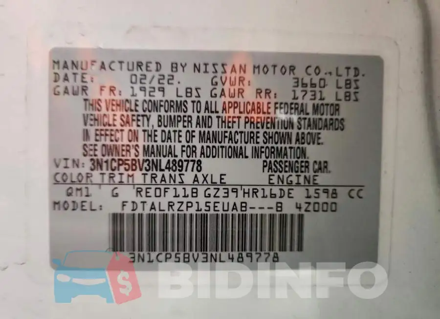 3N1CP5BV3NL489778 Photo# 13