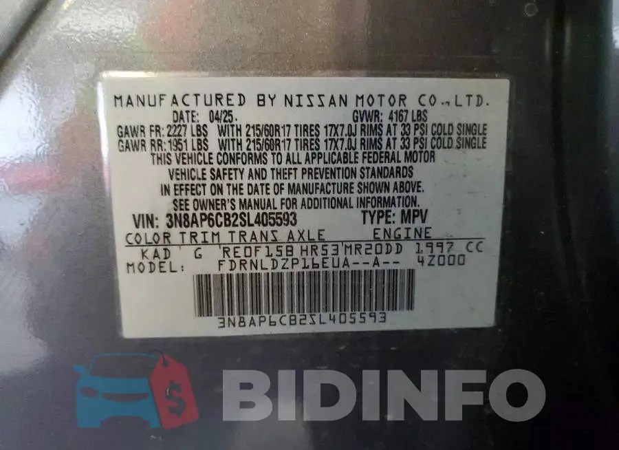 3N8AP6CB2SL405593 Photo# 14