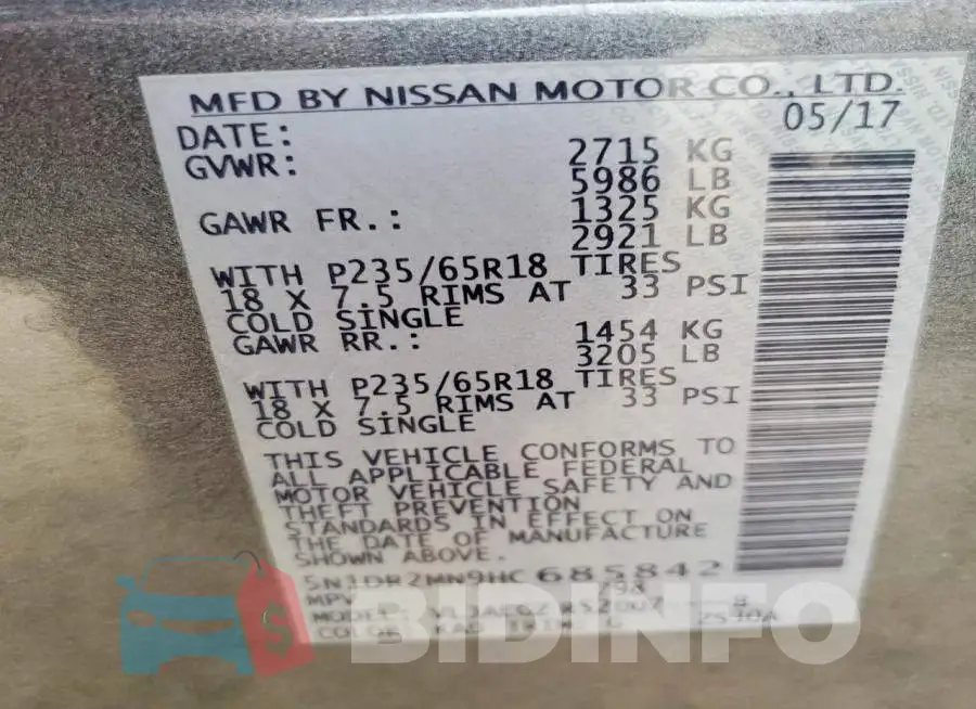 5N1DR2MN9HC685842 Photo# 14