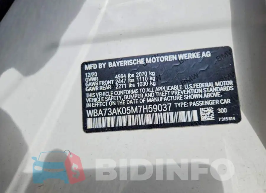 WBA73AK05M7H59037 Photo# 12