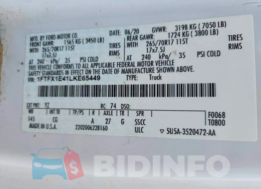 1FTFX1E41LKE65449 Photo# 12