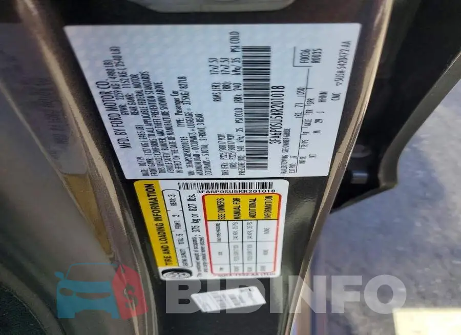 3FA6P0SU5KR201018 Photo# 12