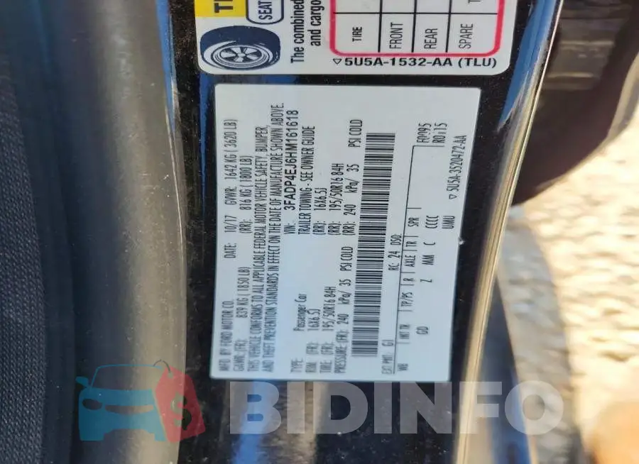 3FADP4EJ6HM161618 Photo# 12